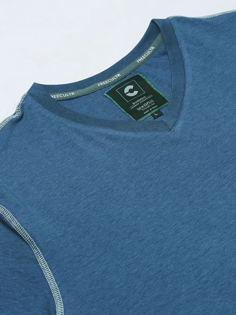 Sapphire Blue Men's Organic Bamboo Casual Tees - V Neck (Pack Of 1) — photo 6