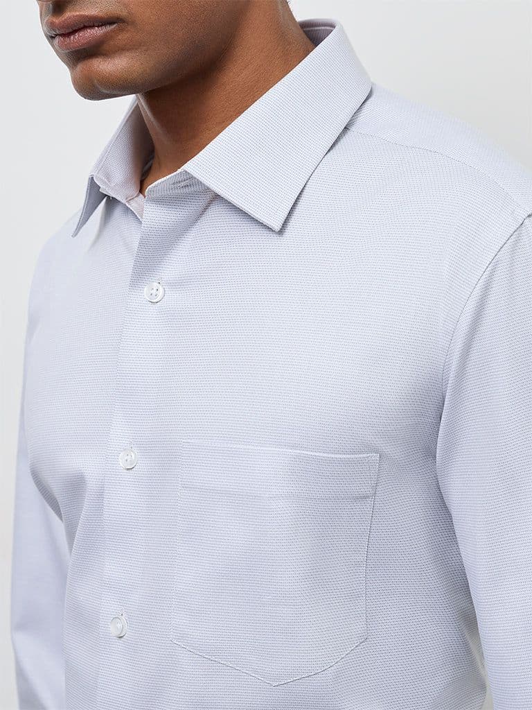 WES Formals Grey Relaxed-Fit Cotton Shirt — photo 3