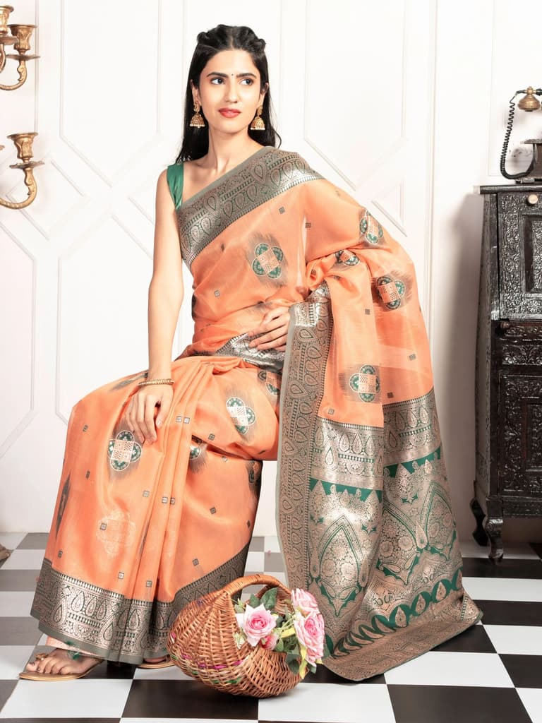 Mimosa Women's Woven Design Kanjivaram Style Art Silk Saree With Blouse Piece : SA00002066PCFREE — photo 5