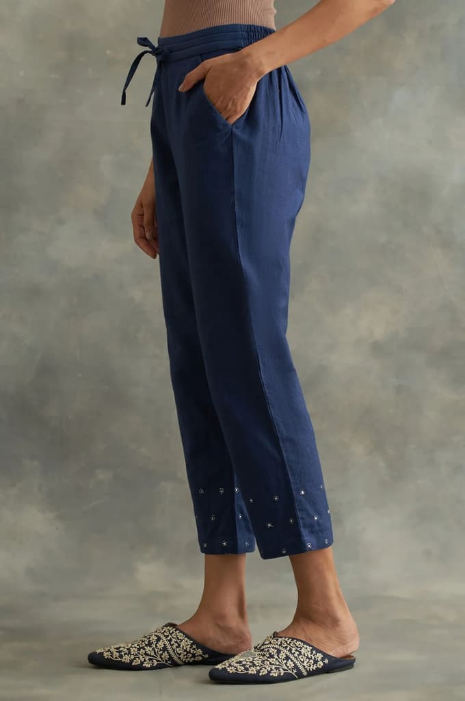 Indigo Solid Straight Pants — photo 3