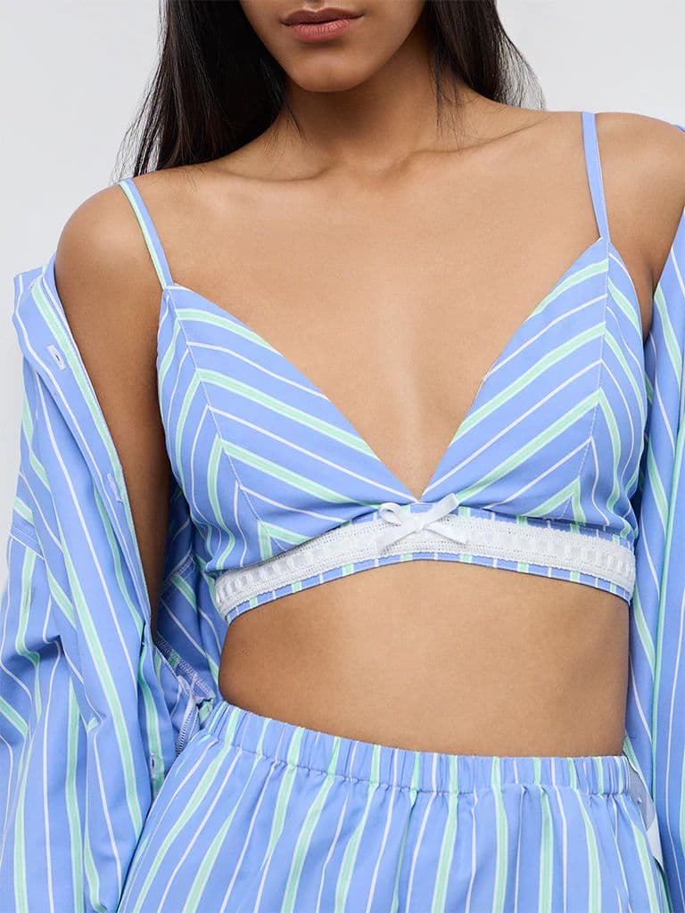 Nuon Blue Chevron Printed Bralette Top — photo 3