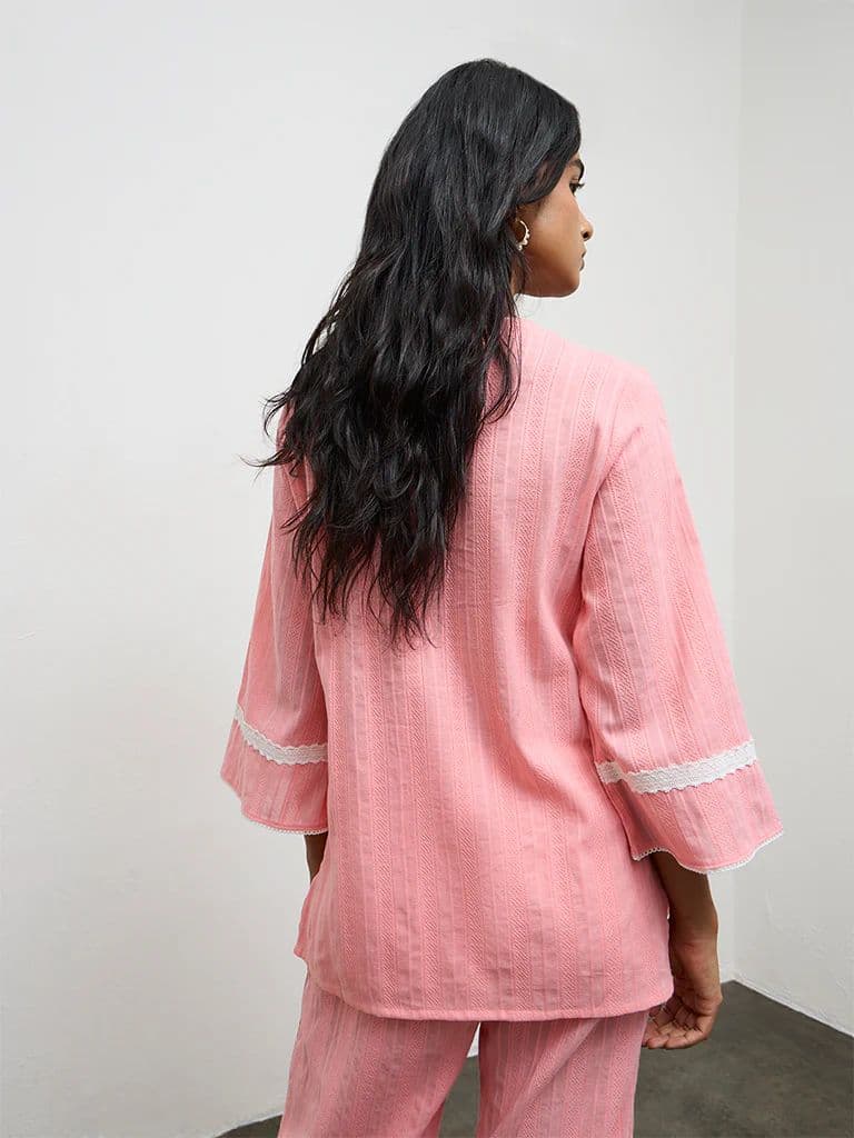 Utsa Pink Floral Embroidered Cotton Tunic — photo 4