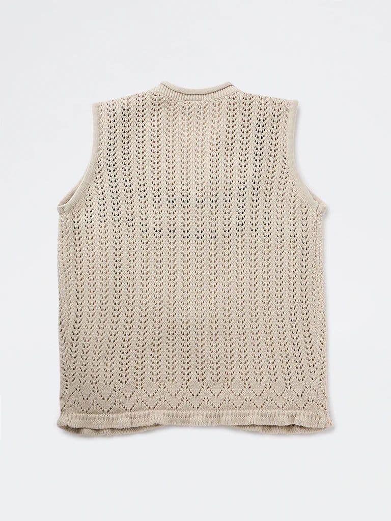 Y&F Kids Girls Beige Printed Cotton Top — photo 4