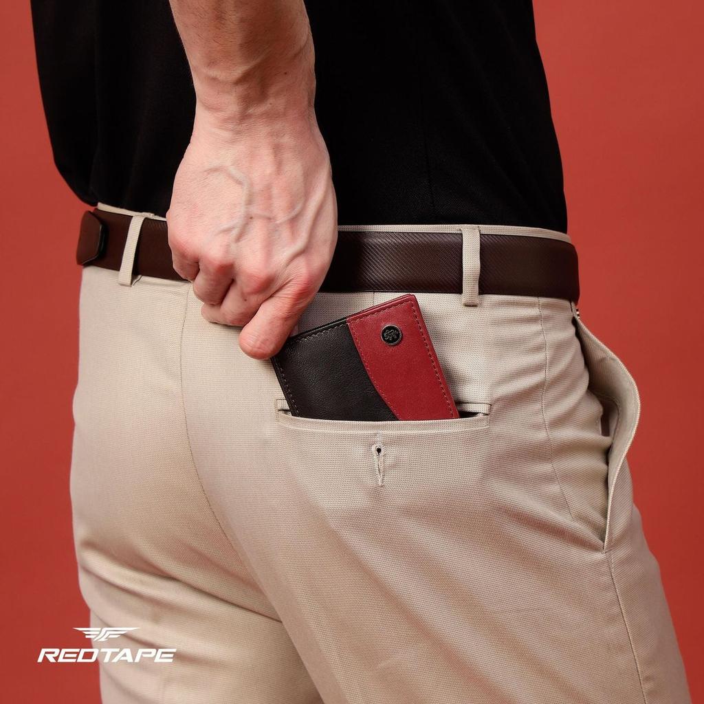 Men’s Black Maroon Colorblocked Genuine Leather Wallet — photo 4