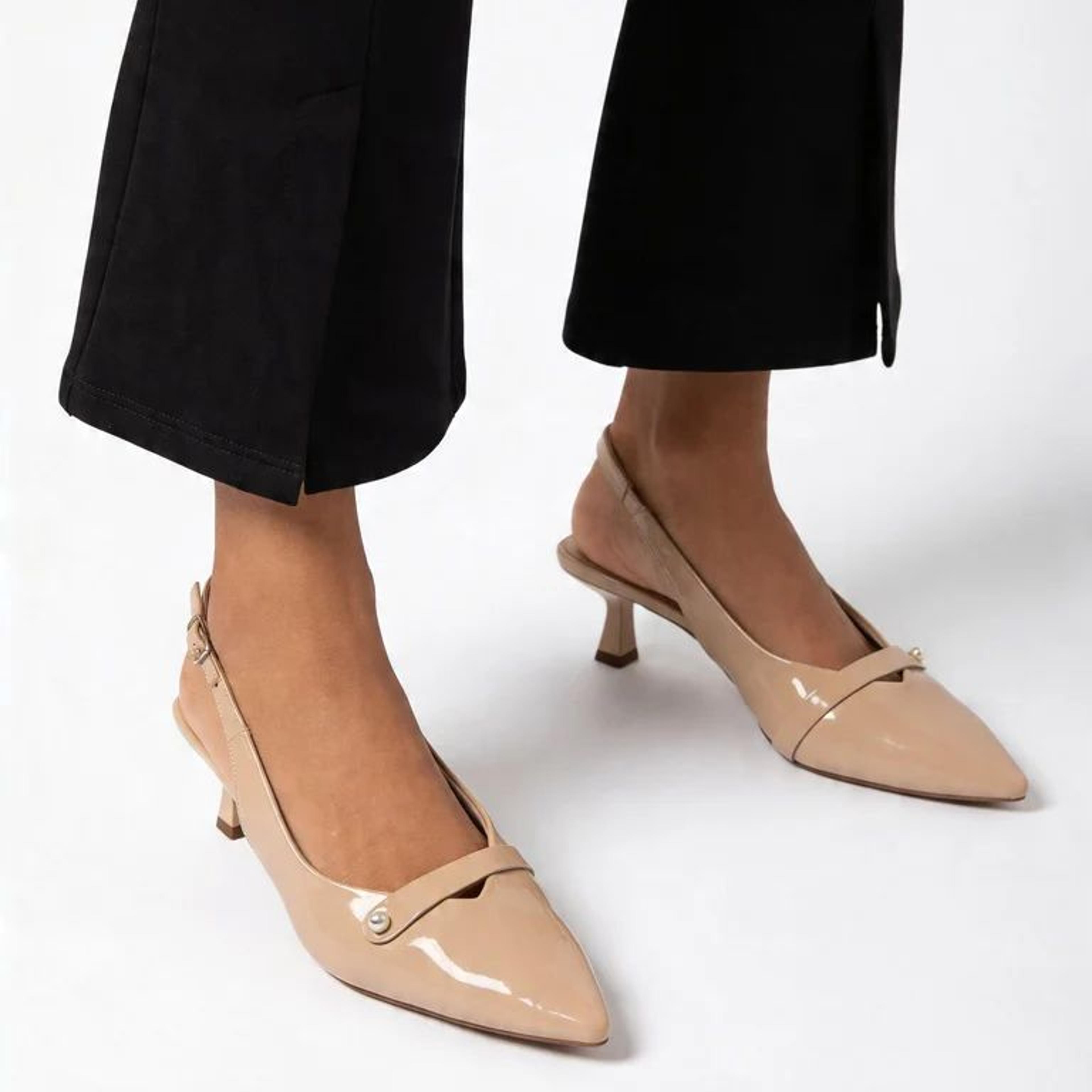 LUNA BLU Ivory Pearl Embellished Kitten Heel Mules