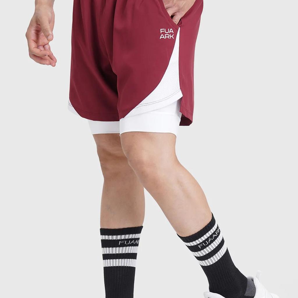 2 in 1 Mesh Shorts Maroon