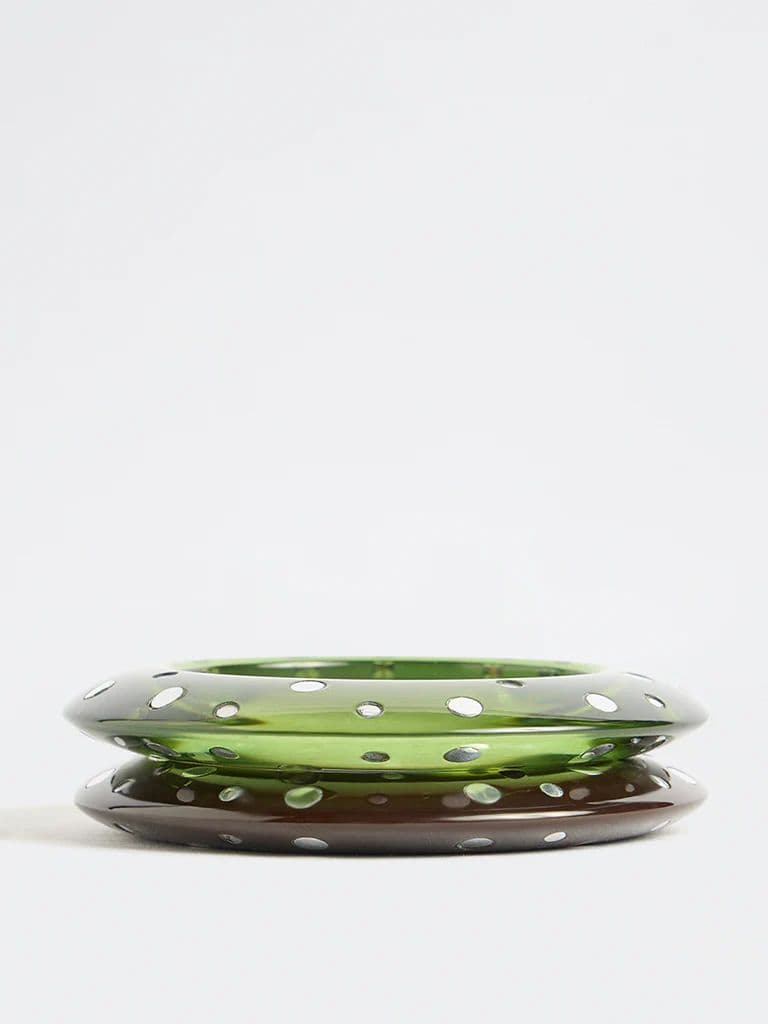 Westside Accessories Green and Brown Studded Bangles – Pack of 2