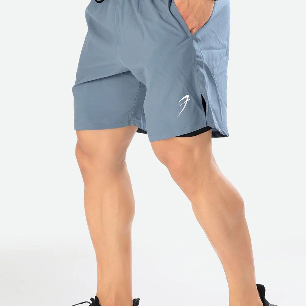 2 in 1 Compression Shorts Light Grey