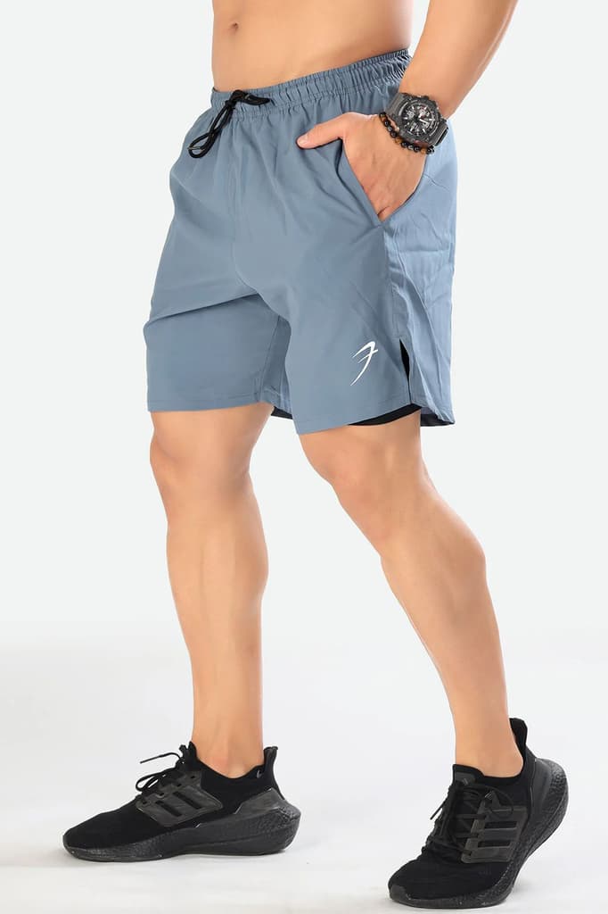 2 in 1 Compression Shorts Light Grey — S