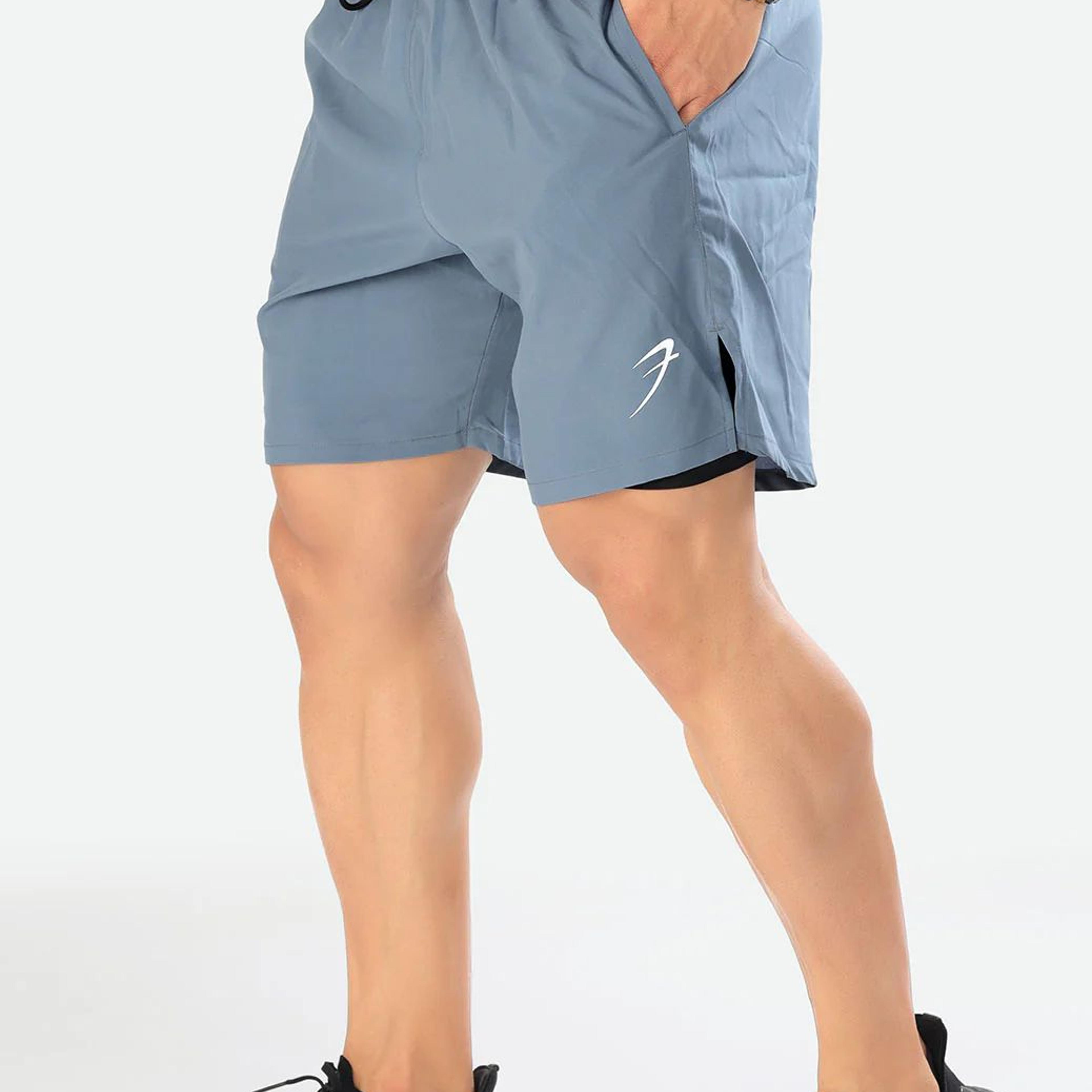 2 in 1 Compression Shorts Light Grey