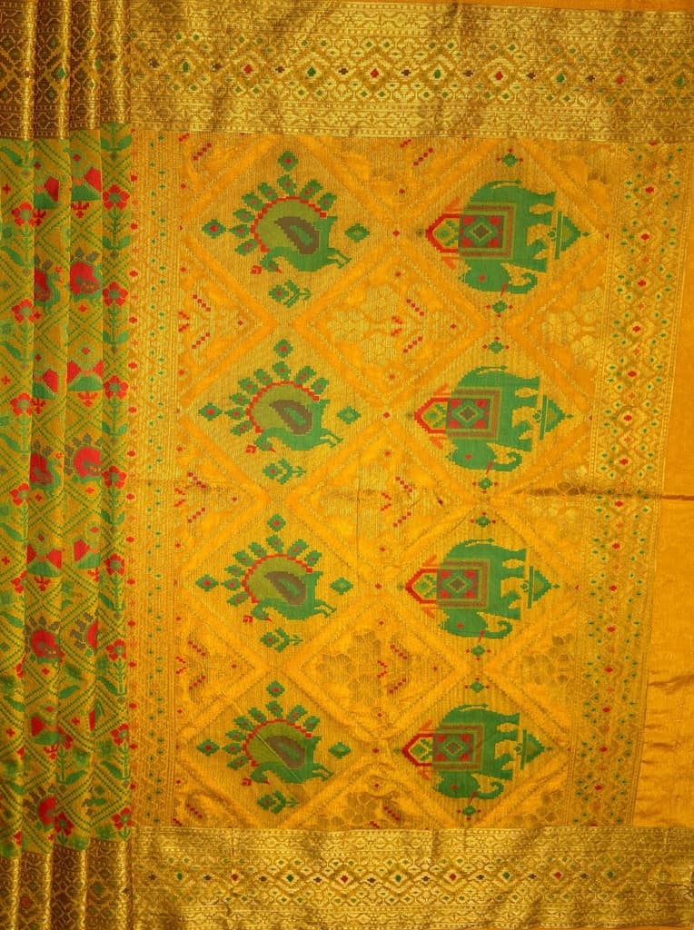 MIMOSA Women's Woven Design Paithani Style Raw Silk Saree with Blouse Piece - Gold ( SA00003128GDFREE ) — photo 7