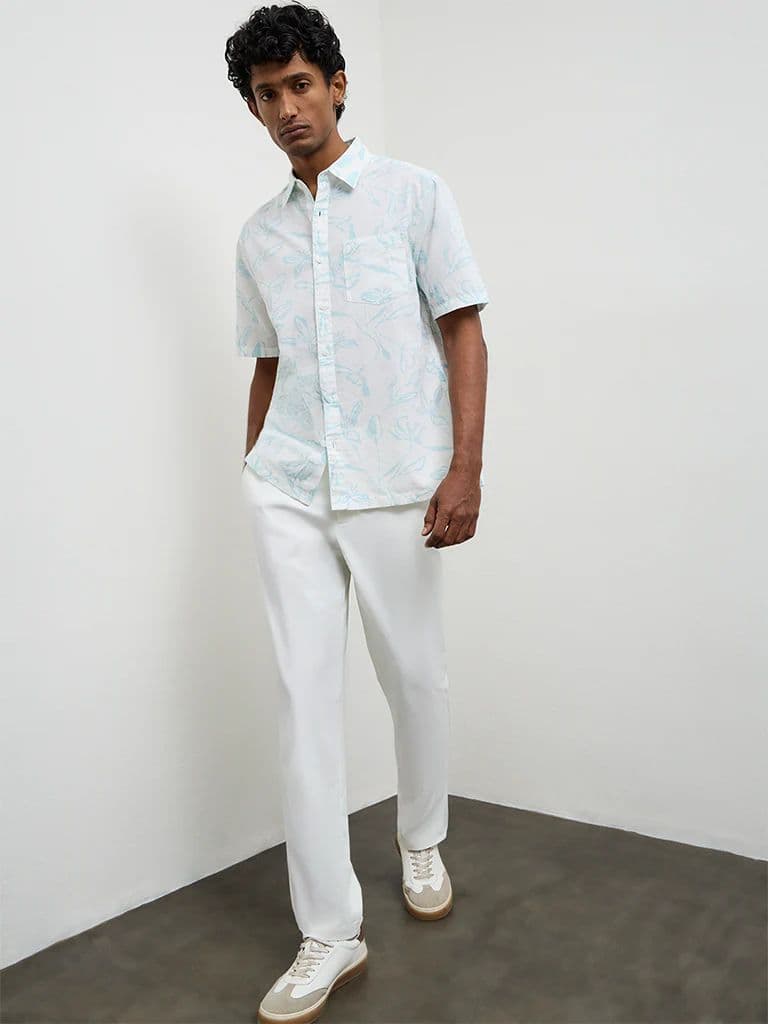 WES Casuals White Printed Relaxed-Fit Cotton-Blend Shirt — photo 2