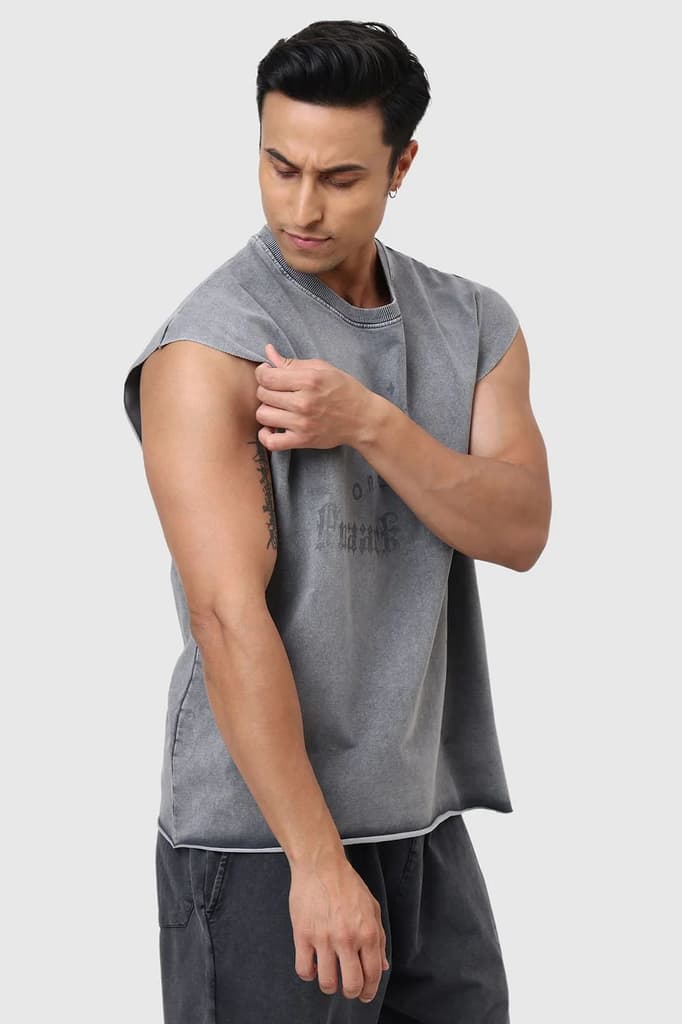 Shadow Washed Capsleeves Tank Light Grey — photo 5