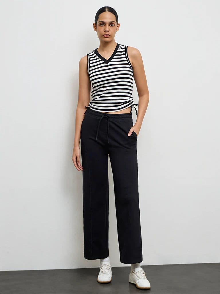 Nuoflexx Black Striped Cotton-Blend Top — photo 2