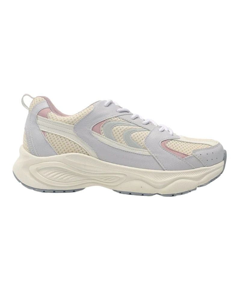 LUNA BLU Grey Sude-Detail Mesh Lace-Up Sneakers — photo 2