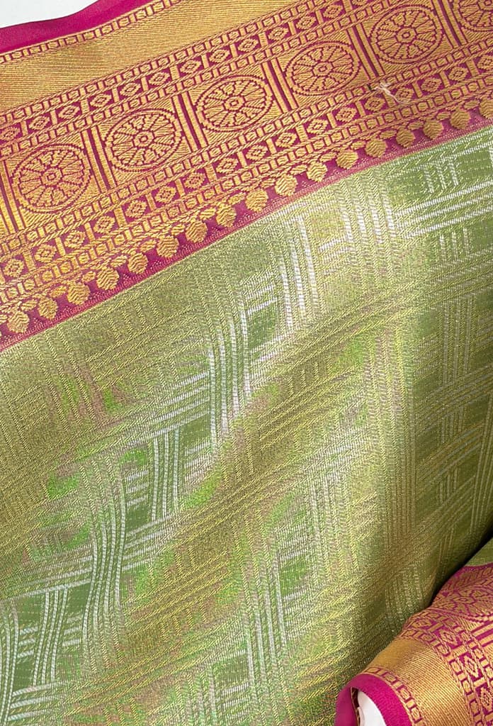 MIMOSA Women's Woven Design Kanjivaram Style Art Silk Saree with Blouse Piece - Green (SA00001522GRNFREE) — photo 6