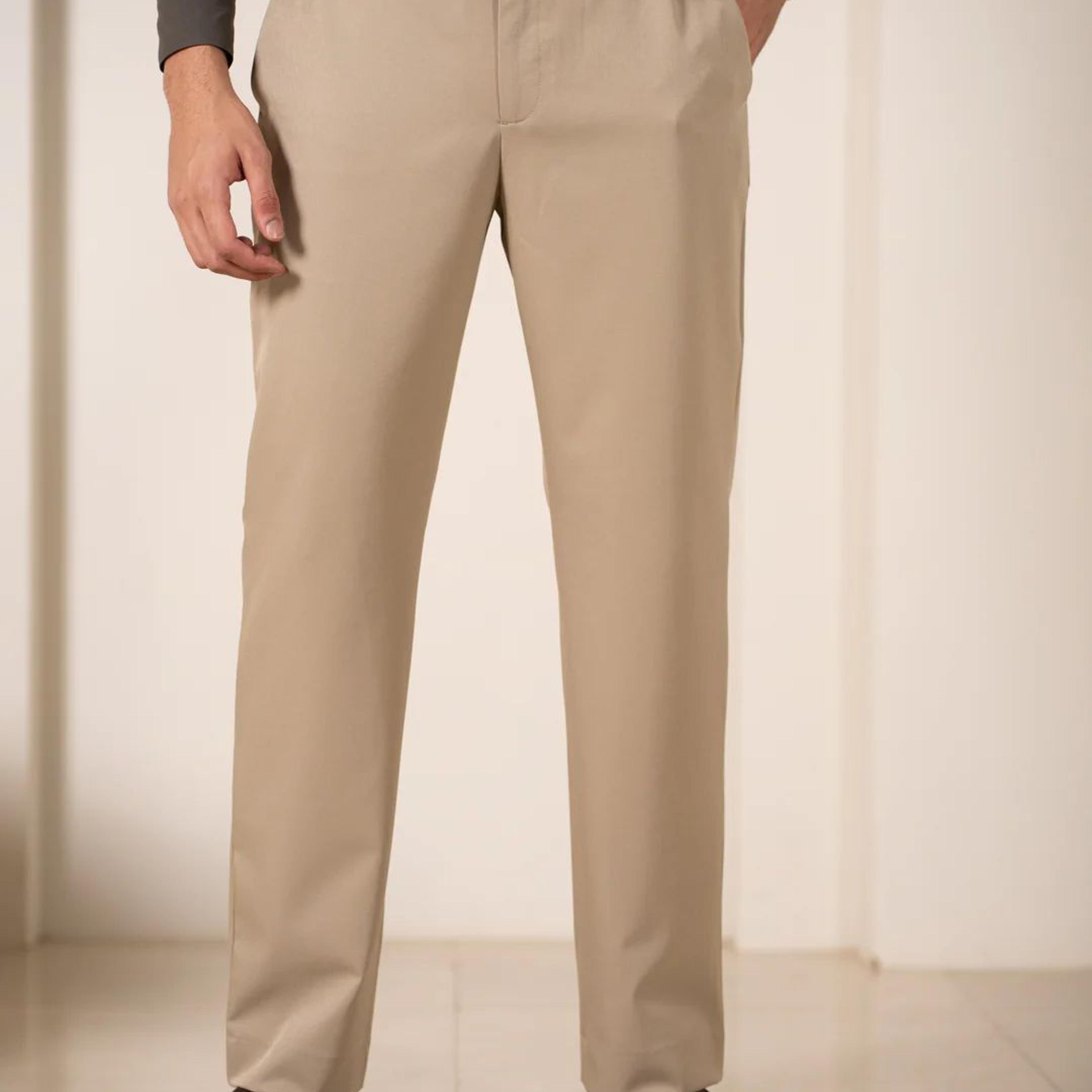 Uncommon Beige 247 Relaxed Fit Smart Formal Trousers