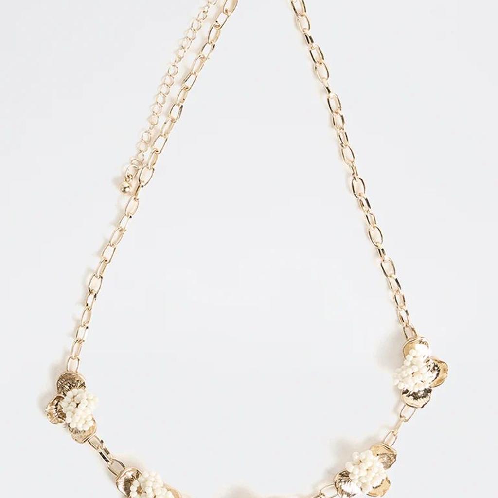 Westside Accessories Gold Floral Beaded Statement Necklace