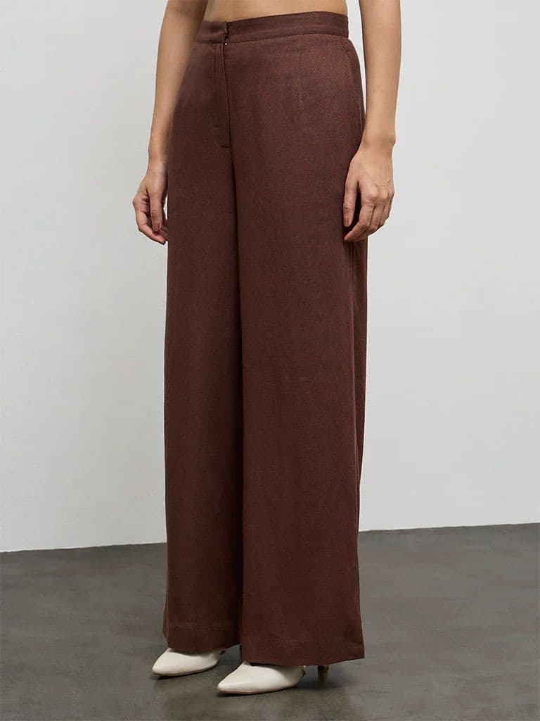 Wardrobe Brown High-Rise Cotton Trousers — photo 2