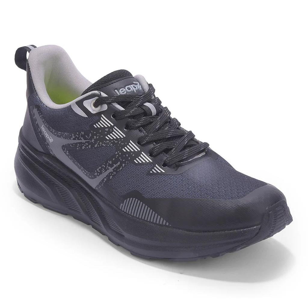 Leap7X ROYALESTPE Black Sports Lacing Running Shoes for Men by Liberty