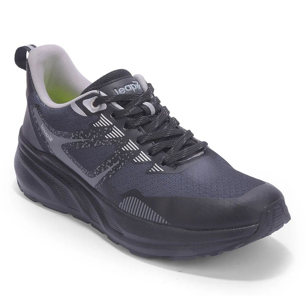 Leap7X ROYALESTPE Black Sports Lacing Running Shoes for Men by Liberty — 6/40 / Black