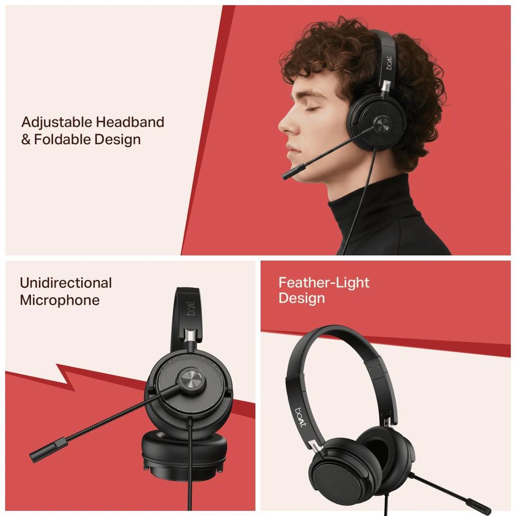 Bassheads 900C Pro | USB Type-C Wired Headset with Retractable Mic, Remote Control & Adjustable Headband