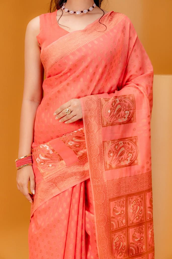 Mimosa Women's Woven Design Banarasi Style Art Silk Saree With Blouse Piece : SA00001807GJFREE — photo 3