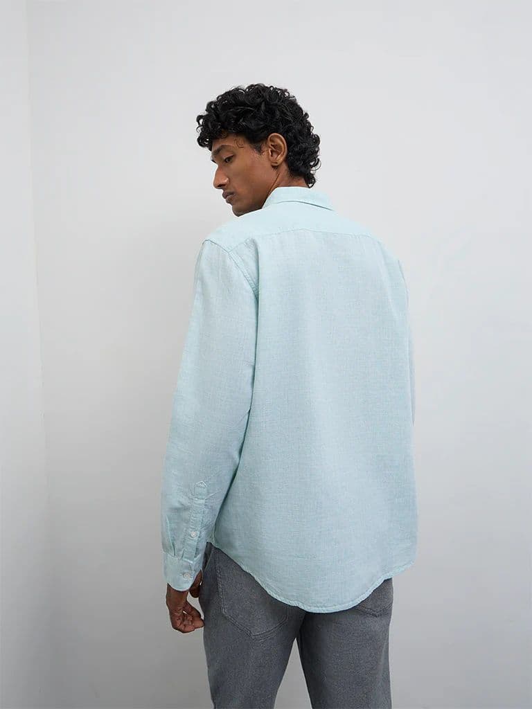 WES Casuals Mint Relaxed-Fit Cotton-Blend Shirt — photo 4