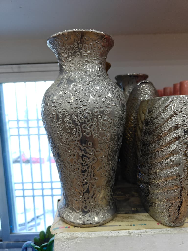 Silver Vase with Designs | Decorative | Metal | Silver