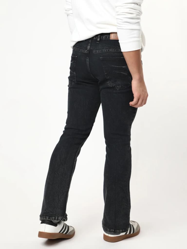 Men's Black Bootcut Fit Mid Rise Acid Wash Jeans Stretchable — photo 3