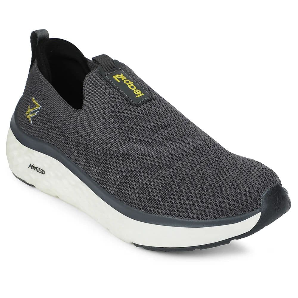 Leap7x Dark Grey Sports Non Lacing Walking Shoes For Men NITRUN-2 By Liberty — 6/40 / Grey
