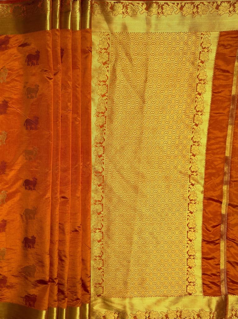 MIMOSA Women's Woven Design Banarasi Style Raw Silk Saree with Blouse Piece - Mustard ( SA00003136MSFREE ) — photo 7
