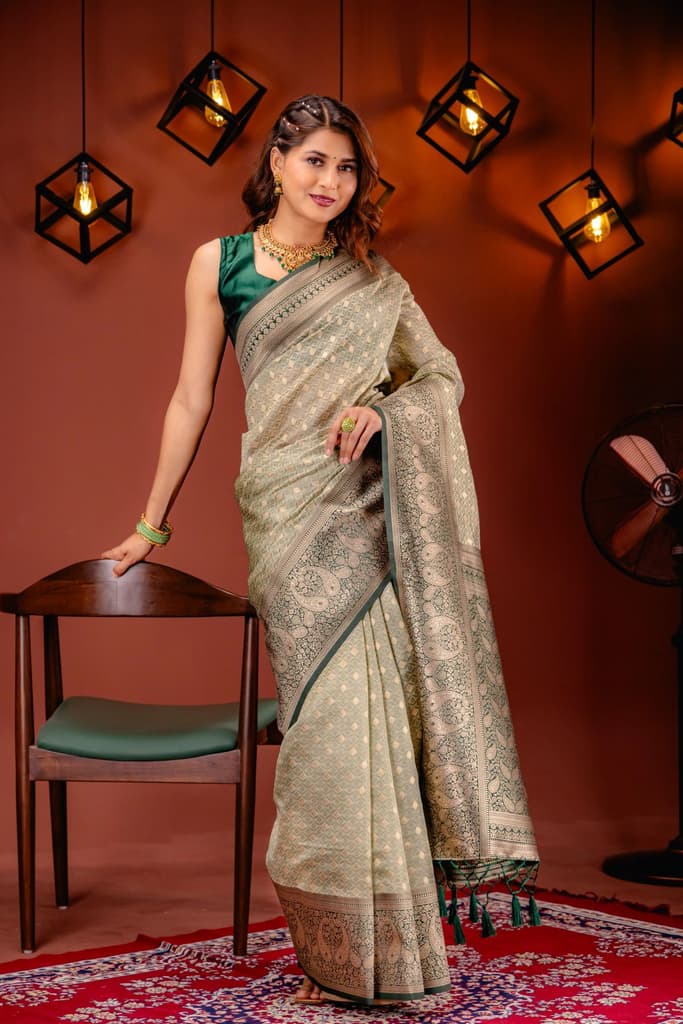 Mimosa Women's Woven Design Kanjivaram Style Art Silk Saree With Blouse Piece : SA00001612PSFREE — photo 5