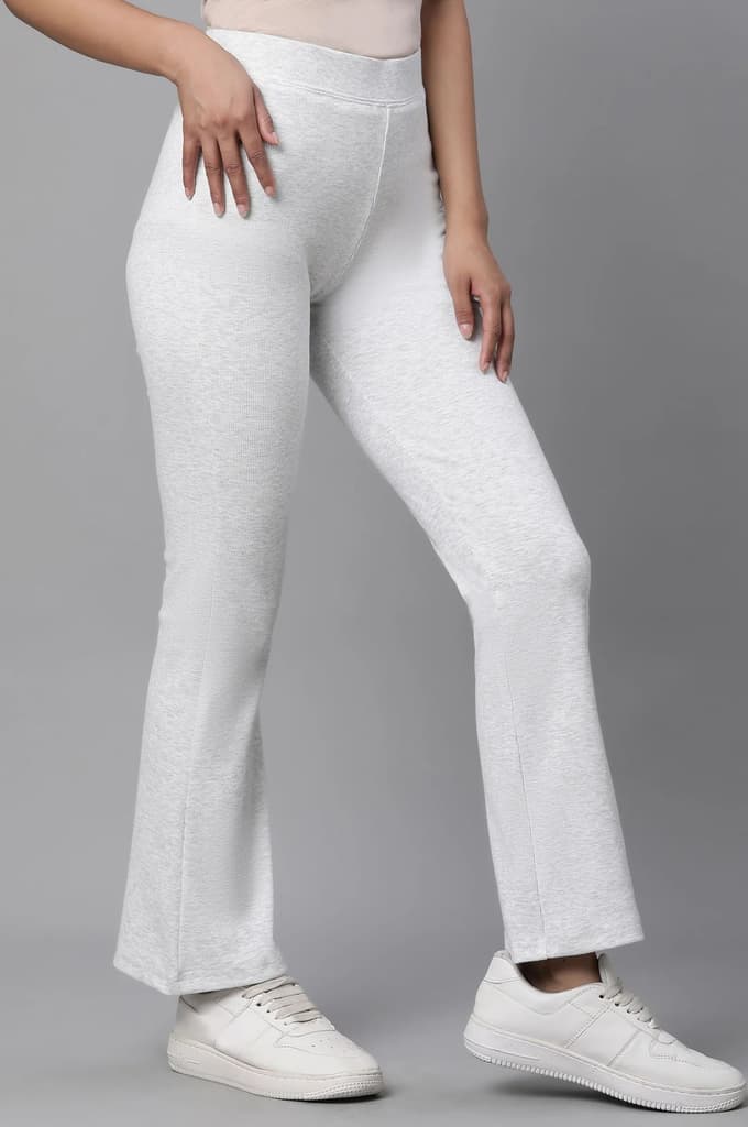 White Boot-Cut Flared Pants — photo 4