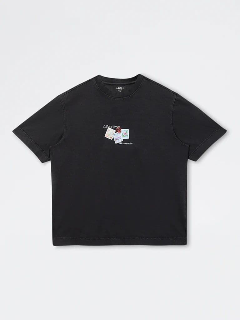 Nuon Charcoal Printed Relaxed-Fit Cotton T-Shirt