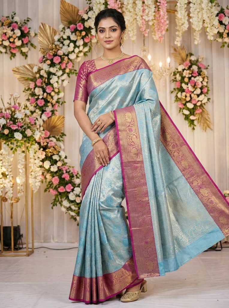 MIMOSA Women's Woven Design Kanjivaram Style Art Silk Saree with Blouse Piece - Ananda (SA00002476ANFREE) — photo 4