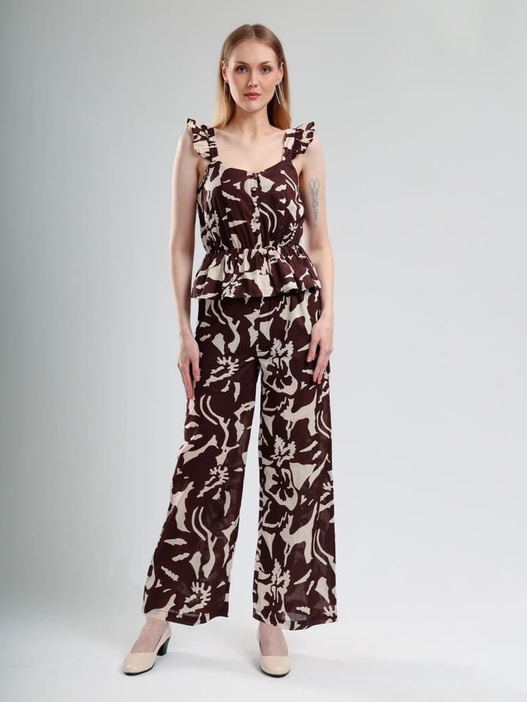 Cory Edge Aegean abstract jumpsuit- Brown — photo 2