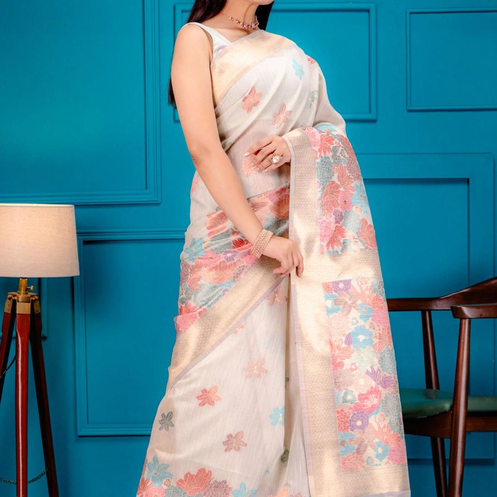 Mimosa Women's Woven Design Banarasi Style Art Silk Saree With Blouse Piece : SA00001785HWFREE