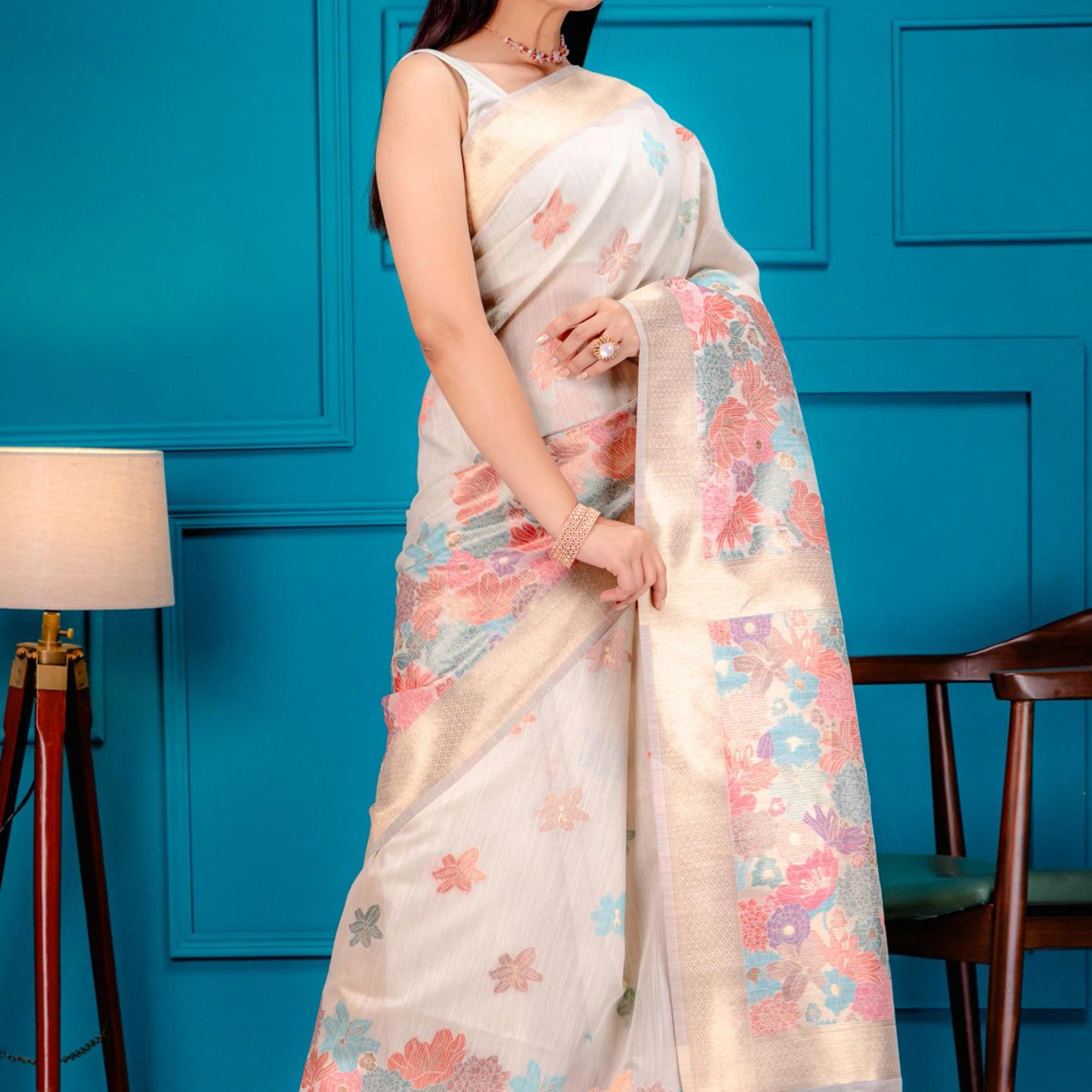 Mimosa Women's Woven Design Banarasi Style Art Silk Saree With Blouse Piece : SA00001785HWFREE