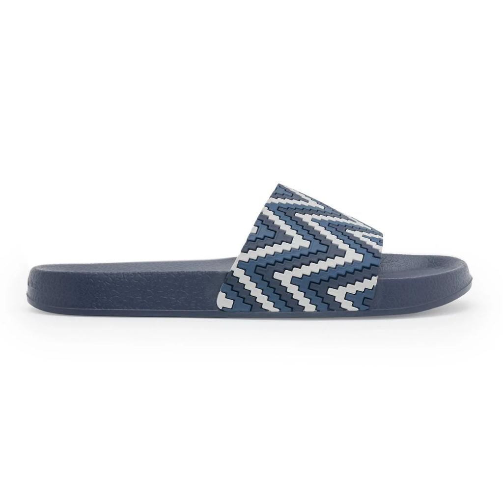 Womens Sliders in Blue and White | Casual Pool Sliders — 3 / Blue/White