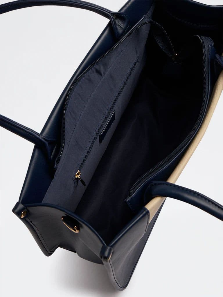 Westside Navy Colour-Blocked Tote Bag with Sling — photo 4