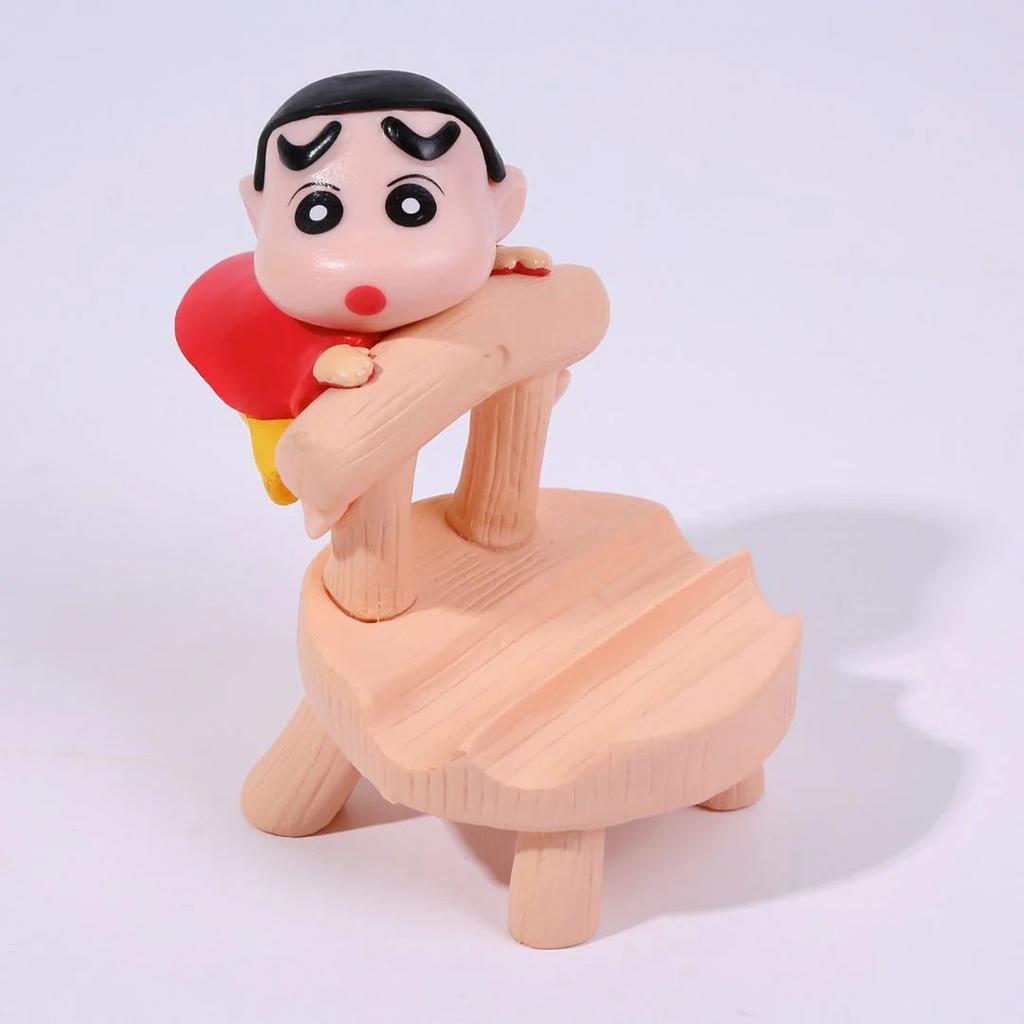 Shinchan on Chair Phone Holder | Cute PVC Figurine Stand for Smartphones — Red