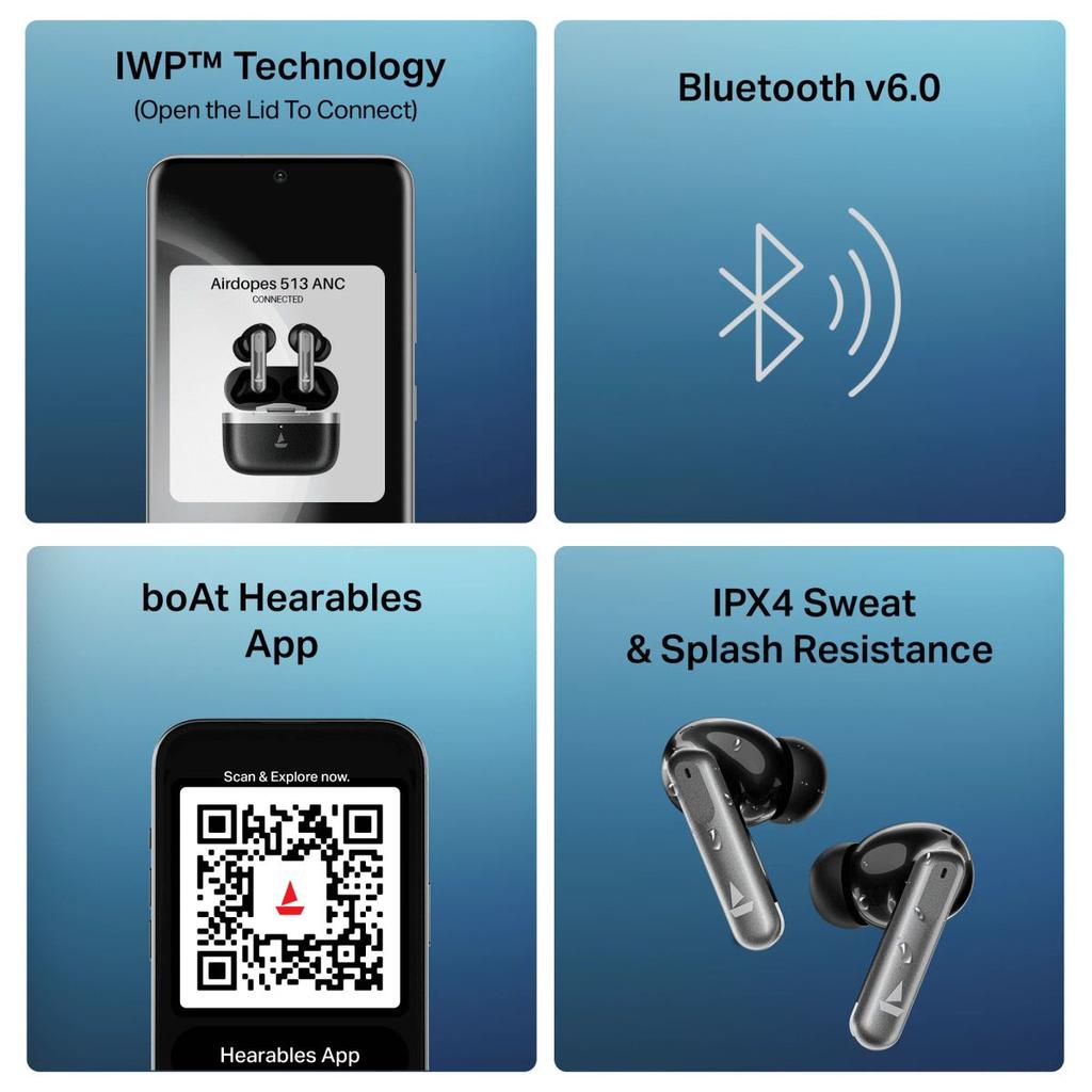 boAt Airdopes Prime 513 ANC | Wireless Earbuds with 65 Hours Playback, 32dB ANC, Quad Mics & Multipoint Connectivity — photo 9