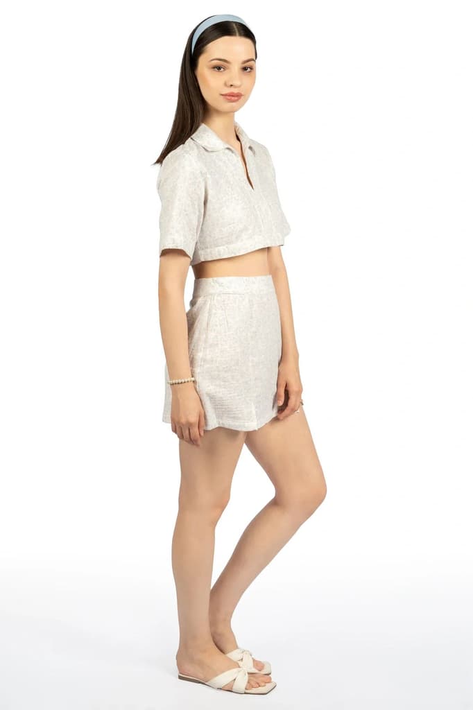Off White Printed Cotton Co-ords (Boxy Fit) — photo 2