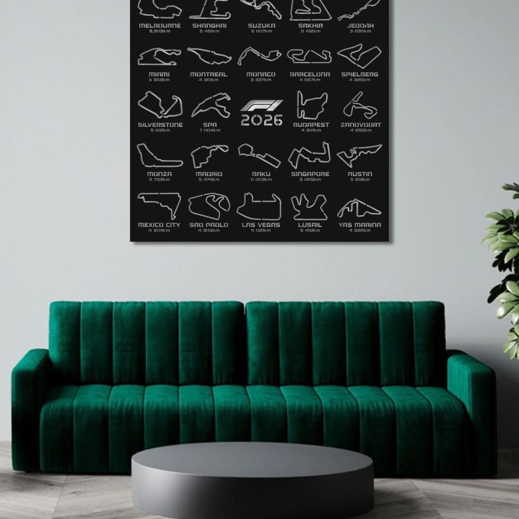 F1 2026 OFFICIAL TRACKS FRAME METAL WALL ART