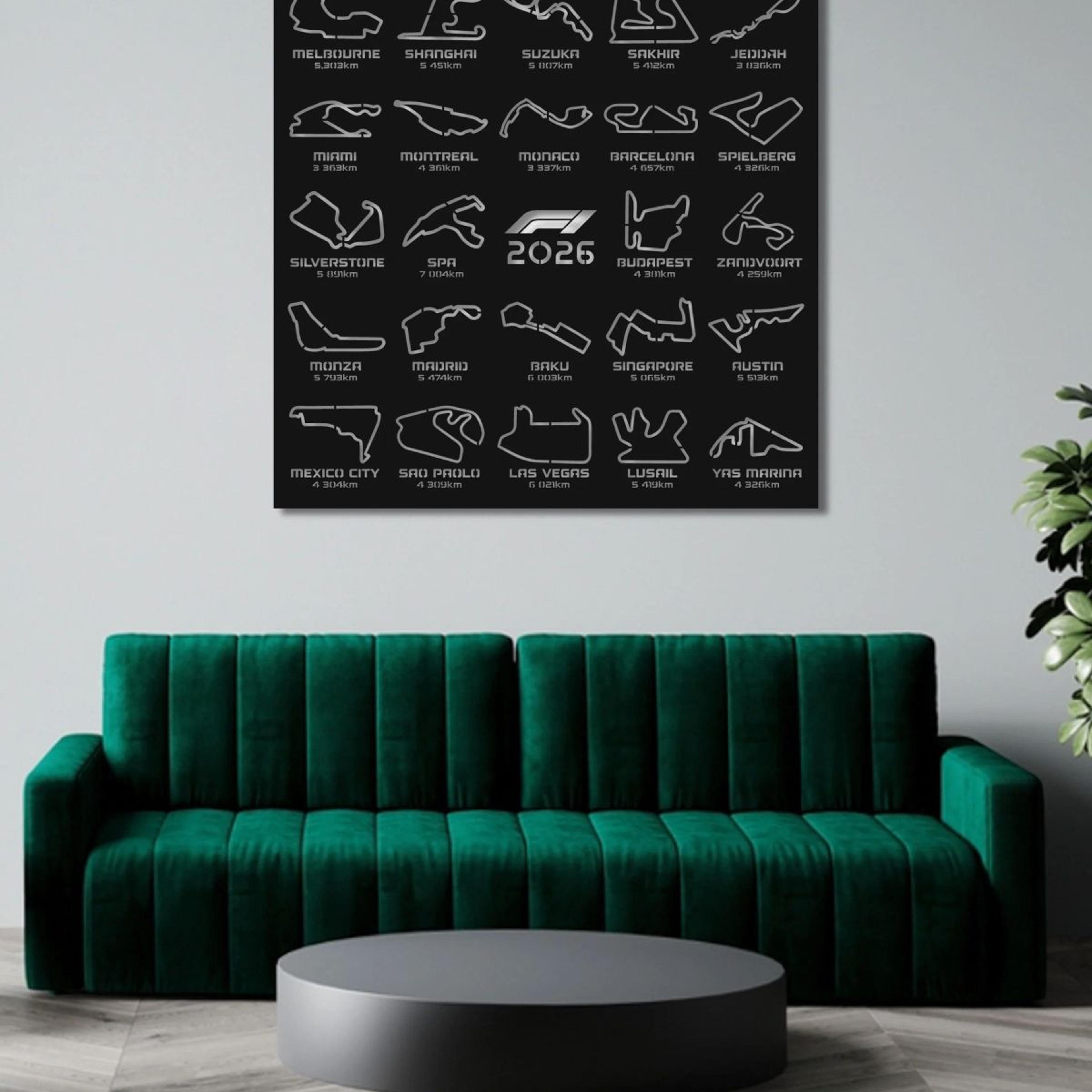 F1 2026 OFFICIAL TRACKS FRAME METAL WALL ART