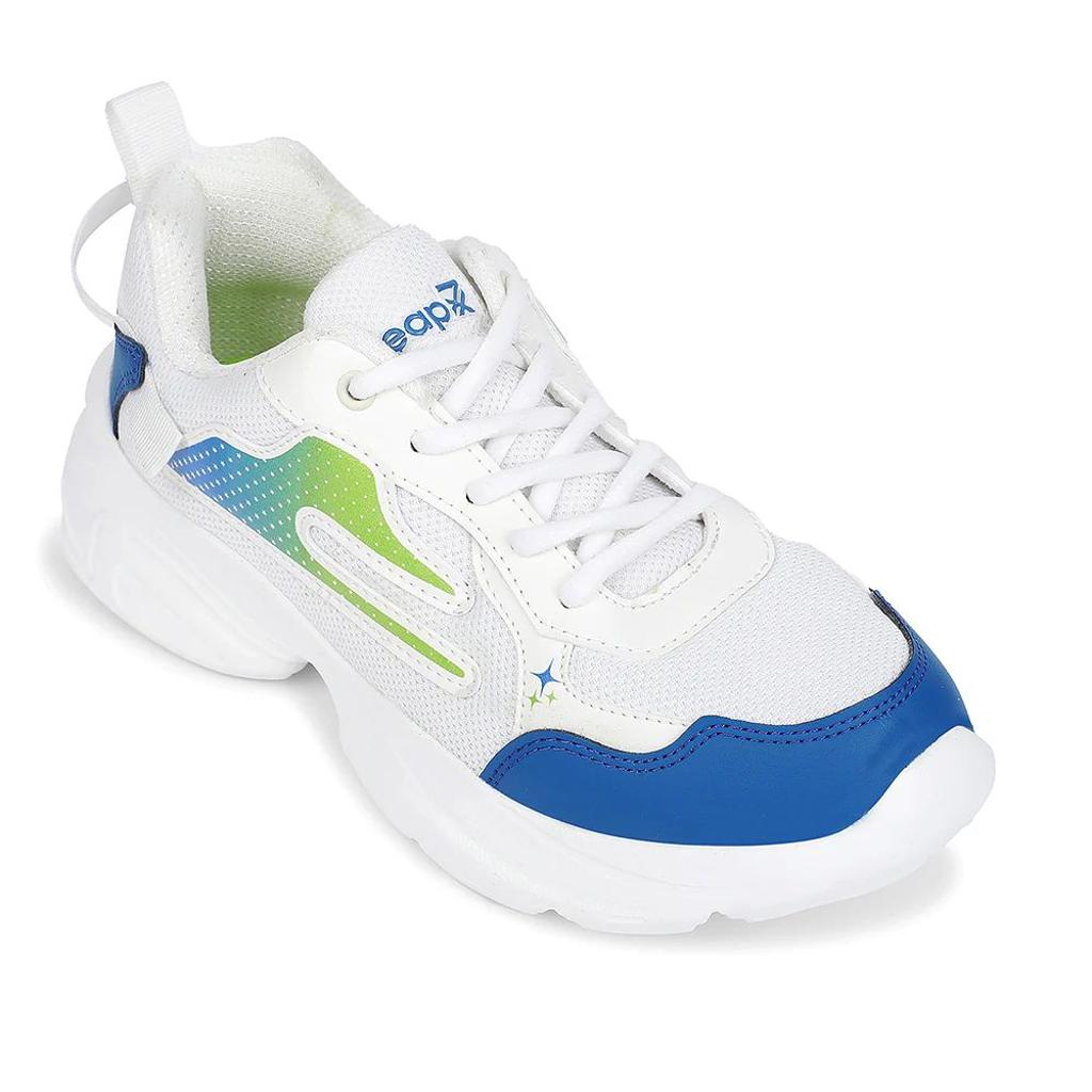 LEAP7X White Sports Non Lacing Walking Shoes for Kids ZEOX-2 by Liberty