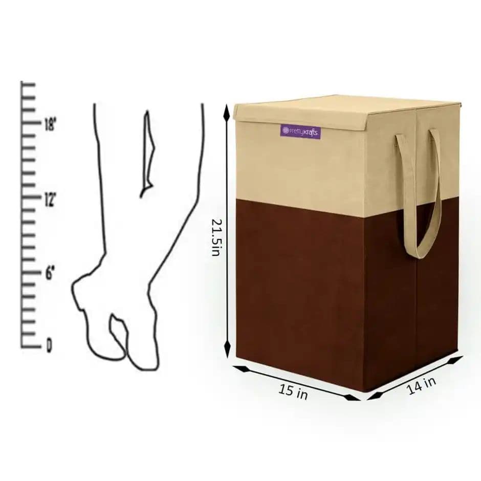 PrettyKrafts 75 L Laundry Basket | Foldable Hamper with Lid for Clothes & Toys - Brown — photo 2