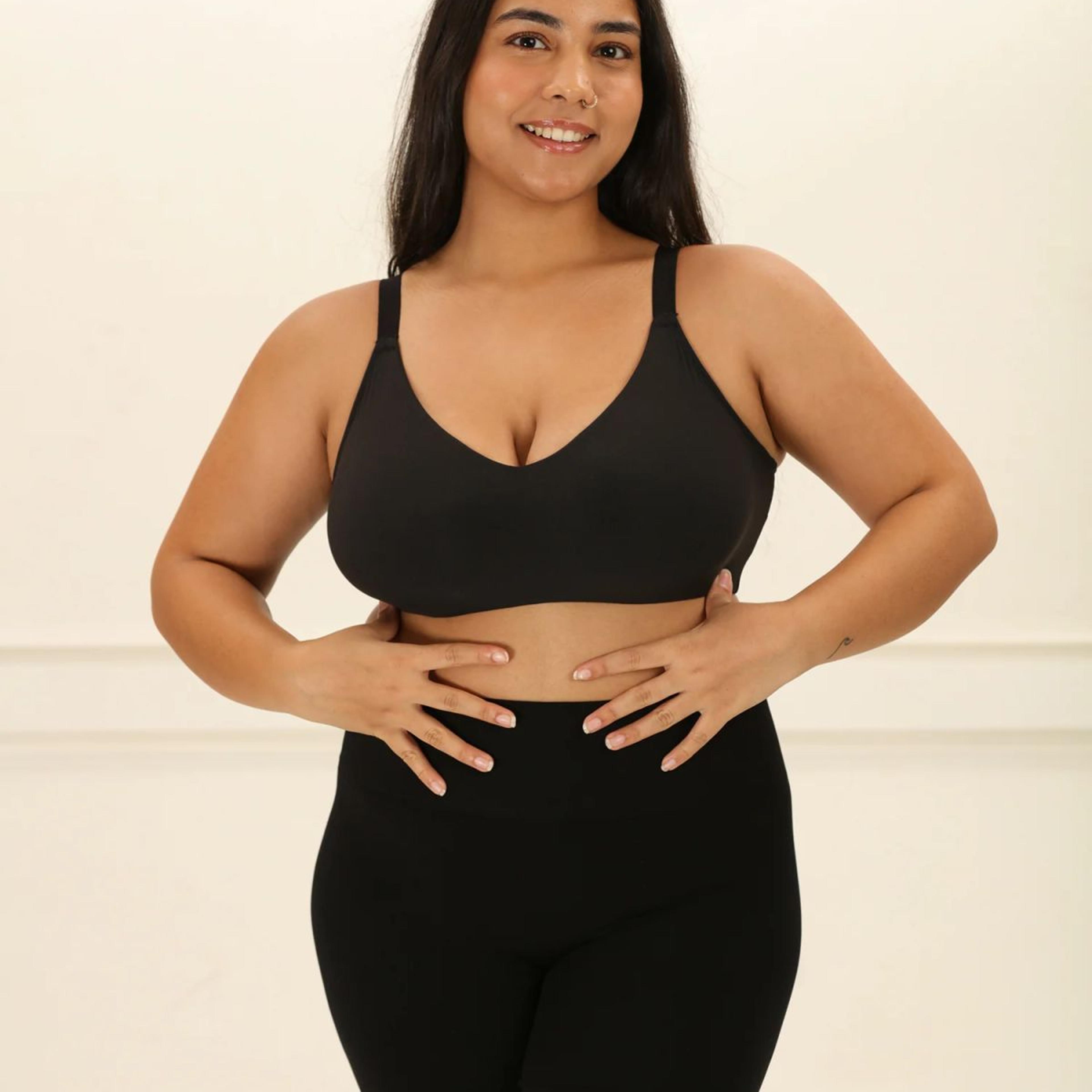 Crossover Bralette - Non-Padded Seamless Balconette Bra with V-Neck Design