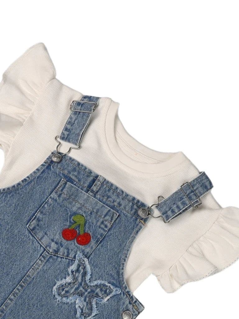 HOP Kids Girls Blue Denim Pinafore and T-Shirt Set — photo 5